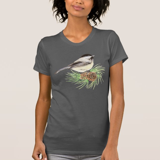 Camiseta Cuto acuarela Pollito Pino Árbol de pájaros (Anverso)