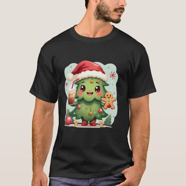 Camiseta Cuto Árbol de Navidad Gingerbread Santa Hat Festiv (Anverso)