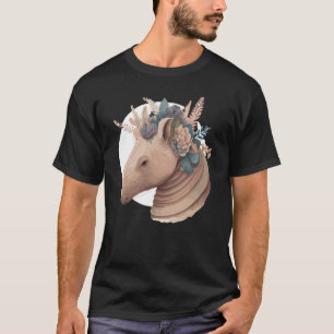 Camiseta Cuto Armadillo Flor Crown Watercolor Animal