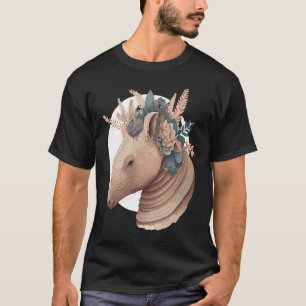 Camiseta Cuto Armadillo Flor Crown Watercolor Animal