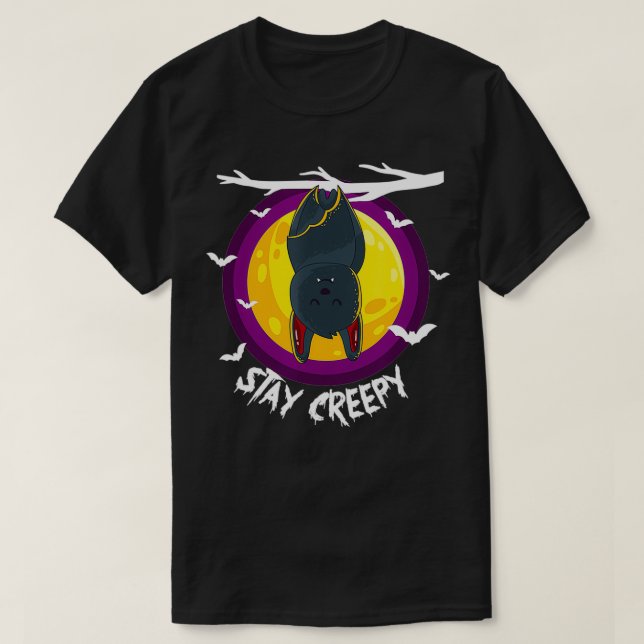 Camiseta Cuto Bat Stay Creepy DIY Funny Costume Halloween M (Diseño del anverso)