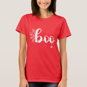 Camiseta Cuto "Boo" guión de Halloween con araña y web