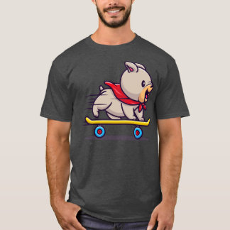 Camiseta Cuto Bulldog Jugando Skateboard
