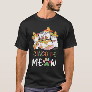 Camiseta Cuto Cinco De Meow Sombrero Gato Mexicano Cinco De