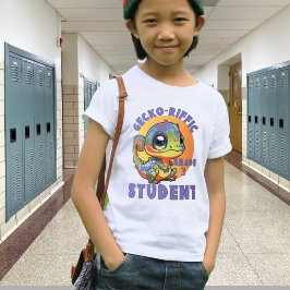 Camiseta Cuto colorido Gecko Año escolar Nombre Gecko-riffi