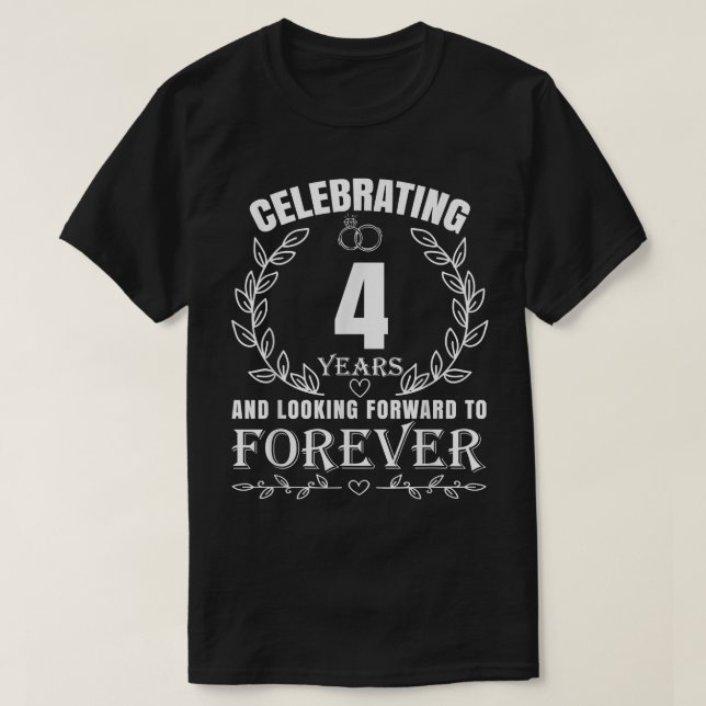 Camiseta Cuto cuarto aniversario Boda para parejas casadas  (Diseño del anverso)