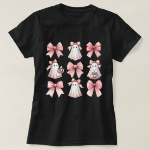 Camiseta Cuto fantasma color rosa Coquette Bow Patrón Hallo