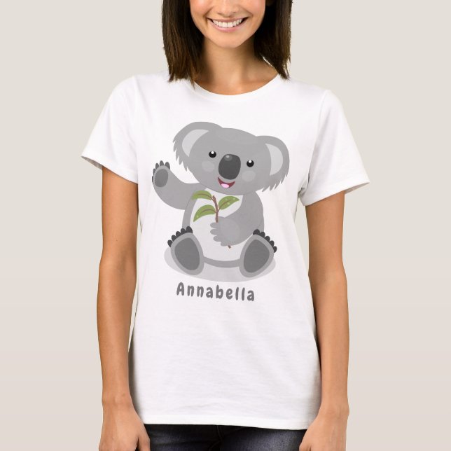 Camiseta Cuto feliz koala saludando al ilustracion personal (Anverso)
