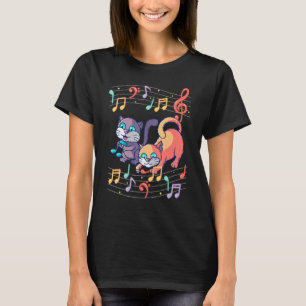 Camiseta Cuto gato reproducir música Nota Clef Músico Art P