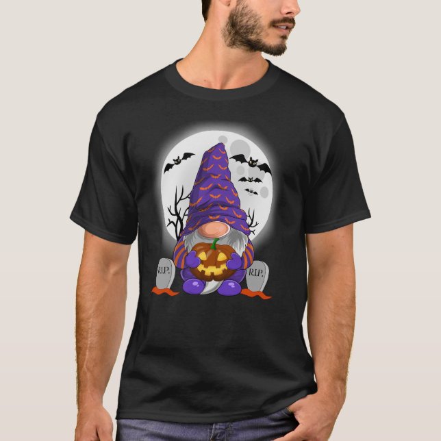 Camiseta Cuto Gnome Feliz Halloween Caída Candy Calabaza de (Anverso)