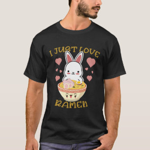 Camiseta Cuto Kawaii Bunny Retro Style I Just Love Ramen Gi