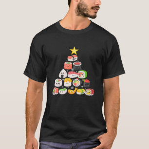Camiseta Cuto Kawaii Sushi Árbol de Navidad Salmon Maki Jap