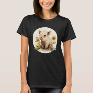 Camiseta Cuto Lechón Piglet Sunflower Floral acuarela F