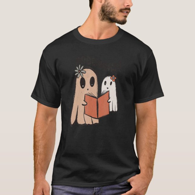Camiseta Cuto libro fantasma que lee a profesor de Hallowee (Anverso)