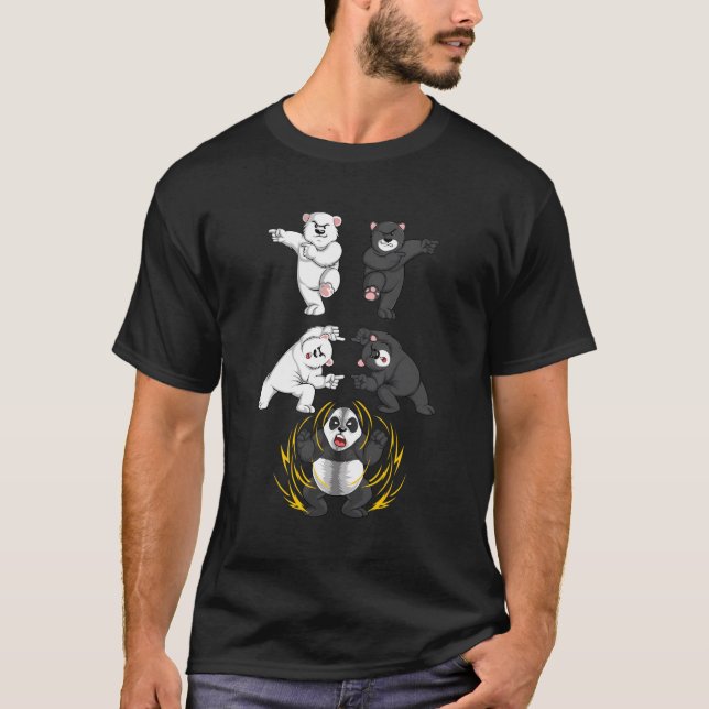 Camiseta Cuto Oso Blanco Y Negro En Panda Fusion Gracioso (Anverso)
