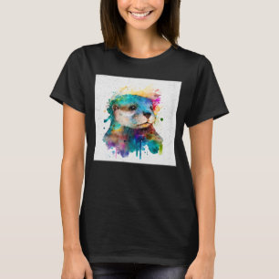 Camiseta Cuto Otter Paint Splatt Ilustracion Wa colorido