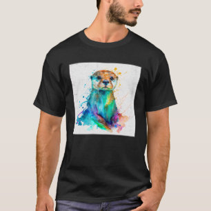 Camiseta Cuto Otter Paint Splatt Ilustracion Wa colorido