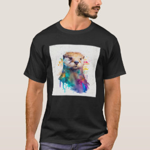 Camiseta Cuto Otter Paint Splatt Ilustracion Wa colorido