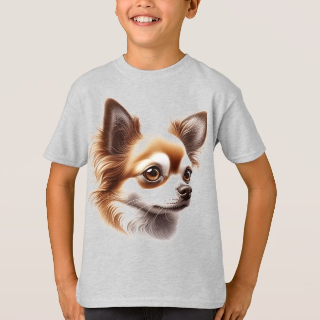 Camiseta Cuto pelo largo Chihuahua cachorro (Anverso)