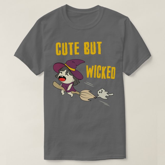 Camiseta Cuto pero malvado Chibi Witch Halloween (Diseño del anverso)