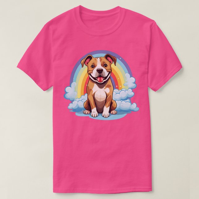 Camiseta Cuto Pitbull Rainbow Cloud cachorro Perro Kawaii A (Diseño del anverso)