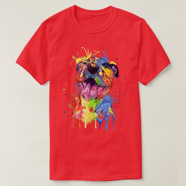 Camiseta Cuto Pop Art Pit Bull Terrier Pitbull Perro Lover  (Diseño del anverso)