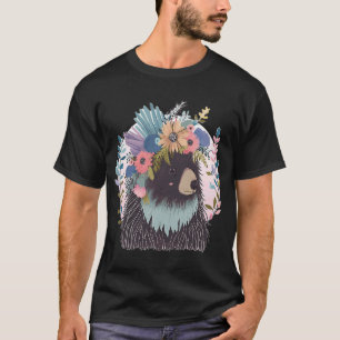 Camiseta Cuto Porcupine Flor Crown Watercolor Floral