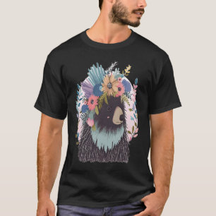 Camiseta Cuto Porcupine Flor Crown Watercolor Floral