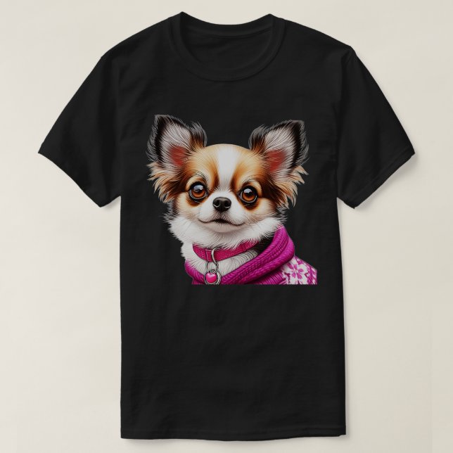 Camiseta Cuto realista Chihuahua Sketch 3 (Diseño del anverso)