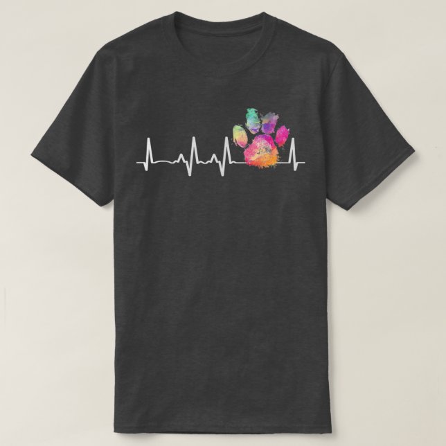Camiseta Cuto regalo veterinario Rainbow Paw Print Heartbea (Diseño del anverso)