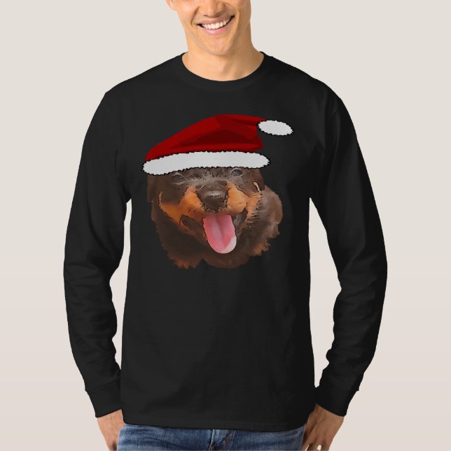 Camiseta Cuto Rottweiler Pup con sombrero Santa de vacacion (Anverso)