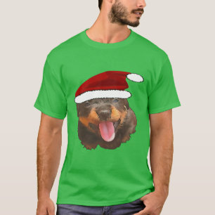 Camiseta Cuto Rottweiler Pup con sombrero Santa de vacacion