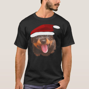 Camiseta Cuto Rottweiler Pup con sombrero Santa de vacacion