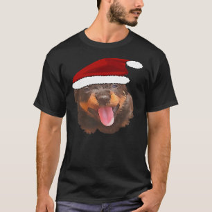 Camiseta Cuto Rottweiler Pup con sombrero Santa de vacacion