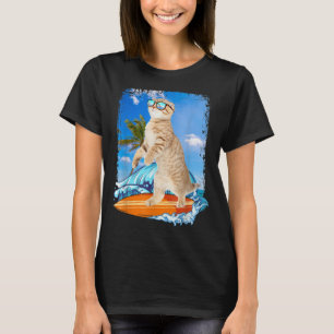Camiseta Cuto Surfing Hawaiano Cat Lover Beach Summe