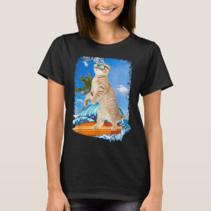Camiseta Cuto Surfing Hawaiano Cat Lover Beach Summe