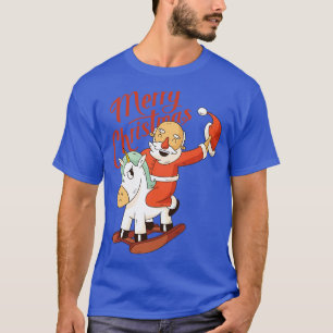 Camiseta Cuto toon Santa Riding Unicorn