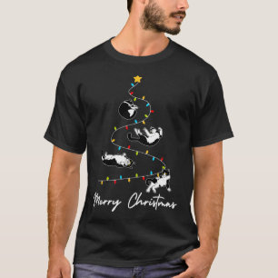 Camiseta Cuto Tuxedo gatos de navidad Árbol de luces Propie