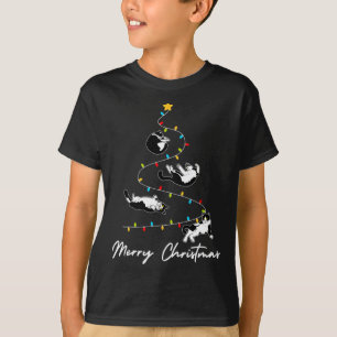 Camiseta Cuto Tuxedo gatos de navidad Árbol de luces Propie