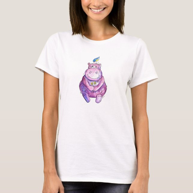 Camiseta Cuto Whimsical Purple Hippo (Anverso)