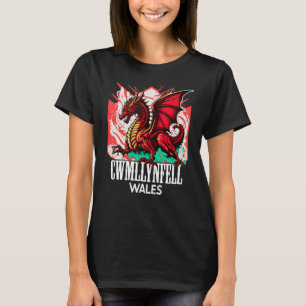 Camiseta Cwmllynfall Wales Bandera galesa y Ddraig Goch Dra