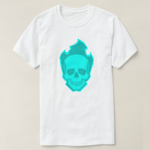 Camiseta Cyan Skull Graphic T-Shirt – Neon Minimal Skull De