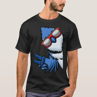Camiseta Cyanocitta Cristata de pájaro Jay azul de lado con