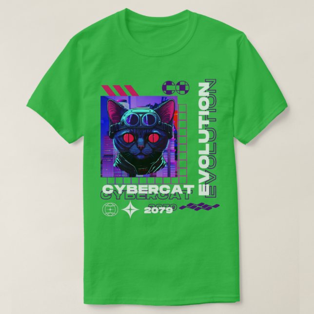 Camiseta Cyber Cat Retro (Diseño del anverso)