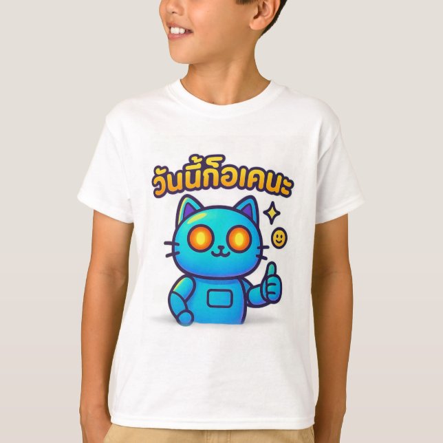 Camiseta Cyber-Cat Thumbs Up   Boys’- t-shirt (Anverso)