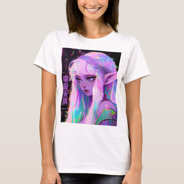 Camiseta Cyber Fairy "Dennou Yousei" Glitchcore (Anverso)