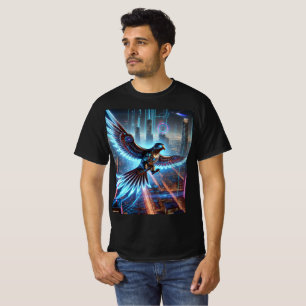 Camiseta Cyber Falcon Neon Flight T-Shirt Design.
