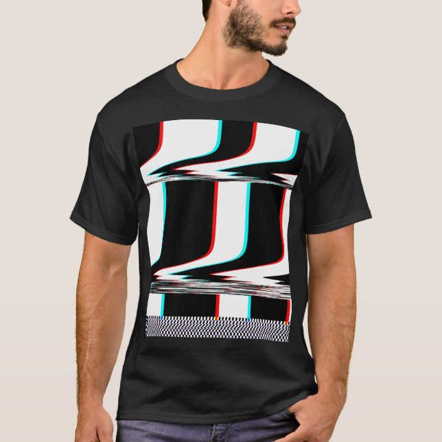 Camiseta Cyber Glitch Mod Stripe (Anverso)