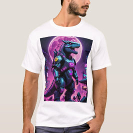 Camiseta Cyber Mecha Dinosaur Futurista Tee de batalla de c