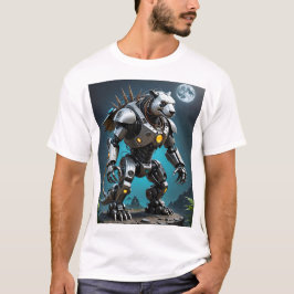 Camiseta Cyber Mecha Panda Futurista Guerrero Robótico Tee